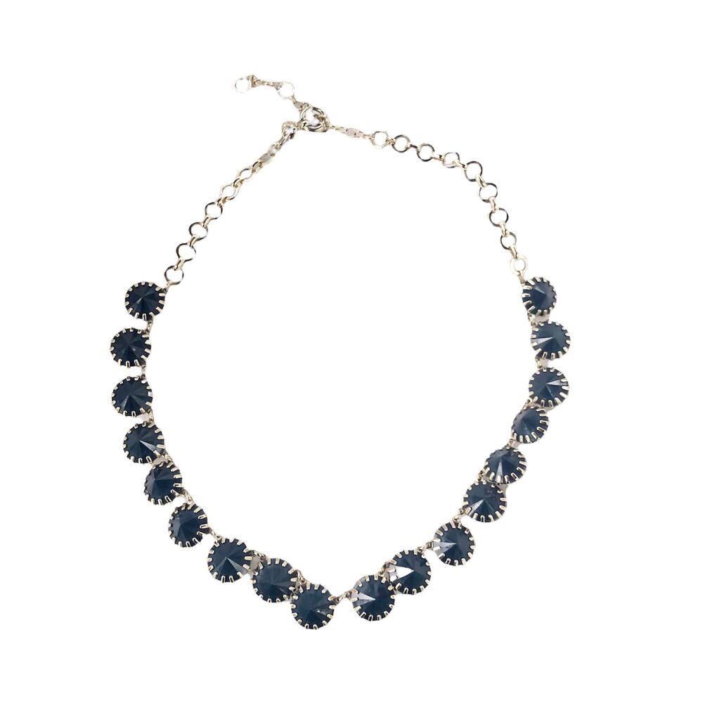 J. Crew Opaque Rivoli Slate Navy Collar Statement Necklace